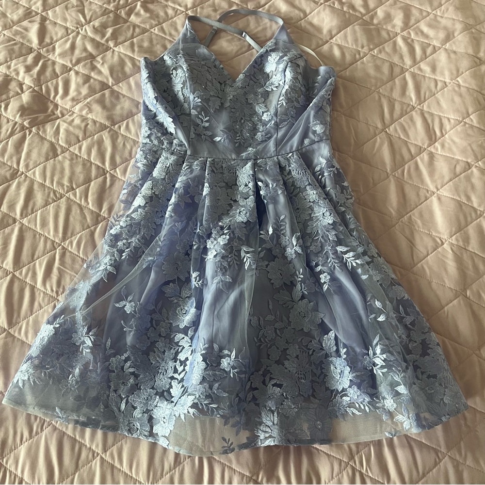 BCX Dress | Light Purple Embroidered Floral Dress